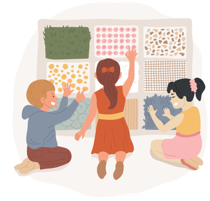 Children playing with squares