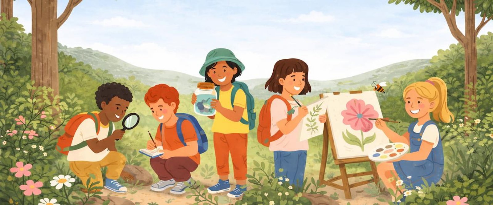 Children learning from nature